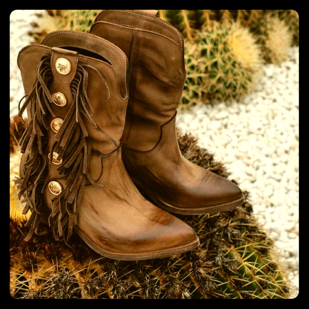 Womens Western Fringe Boots - Picture 1 of 7